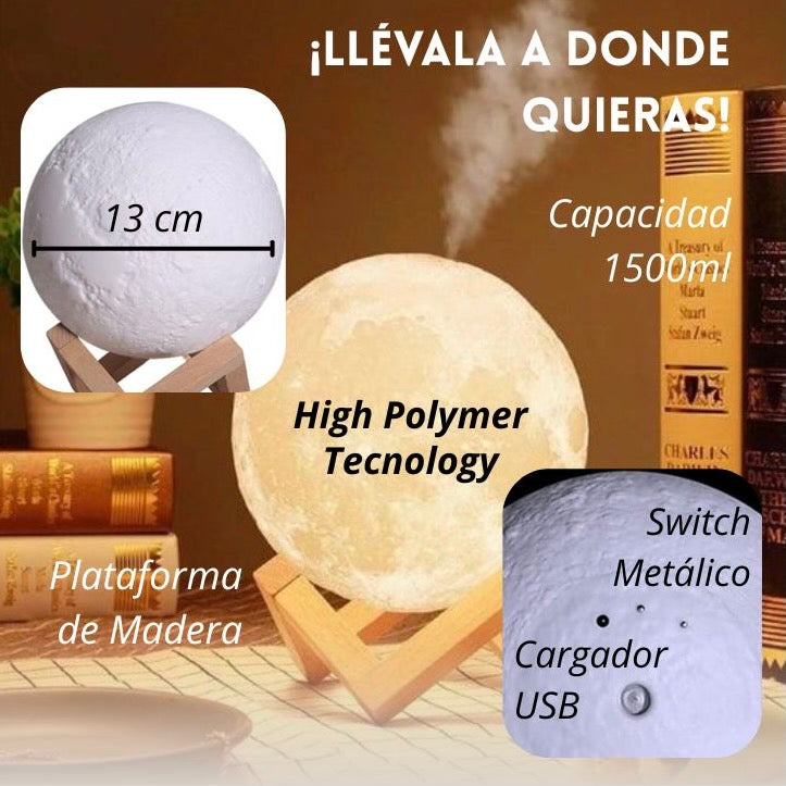 Lámpara Humidificador Luna 1500 ml – Iluminación + Bienestar